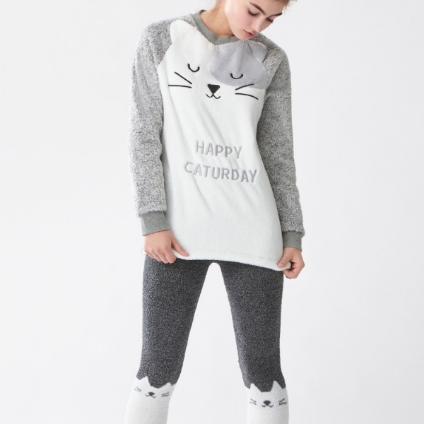 Gri Kedi Kelepçeli Pijama resmi